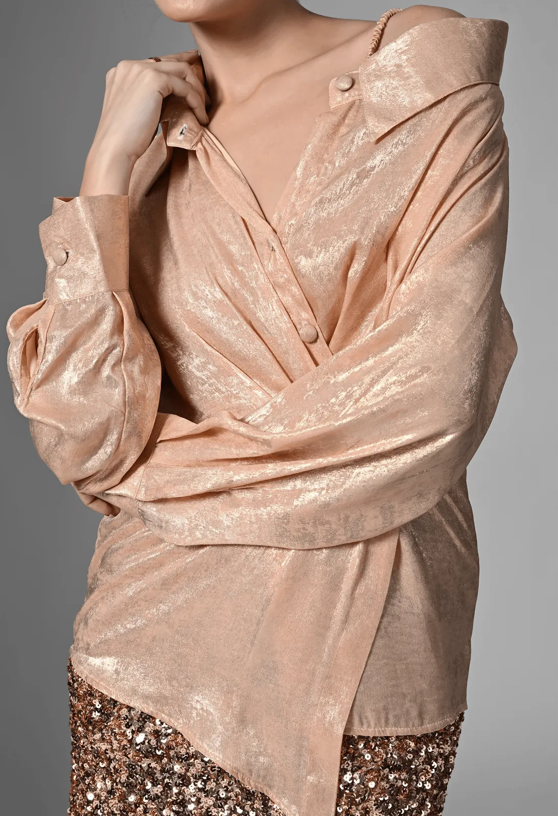 Pankh Gleaming Shine Draped Shirt