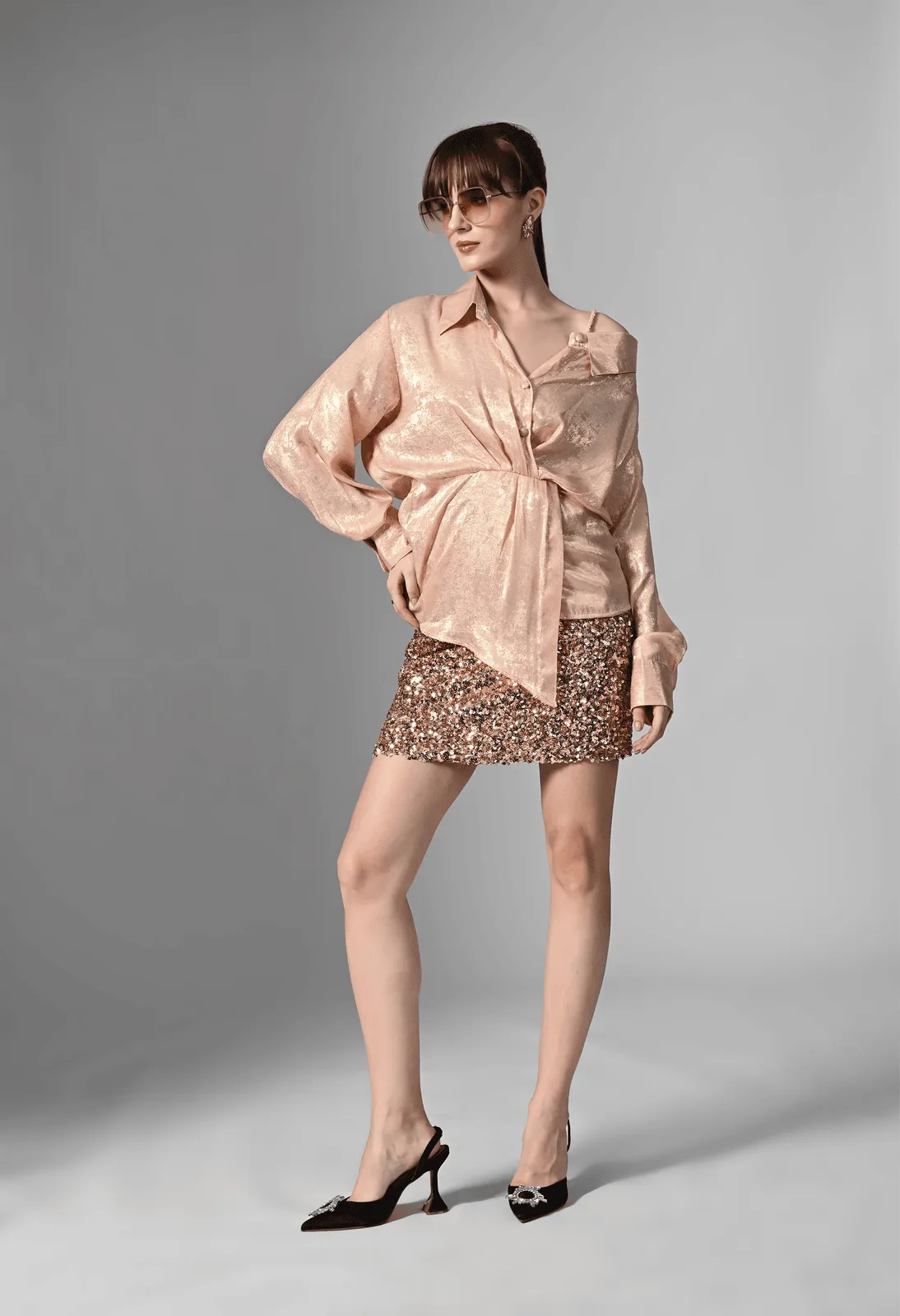 Pankh Gleaming Shine Draped Shirt