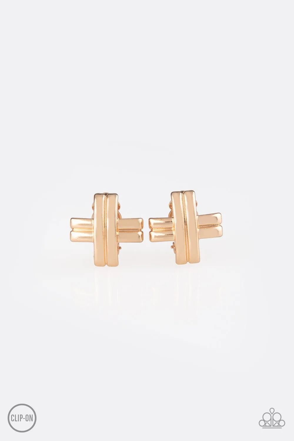 Paparazzi Earring ~ Couture Crossover - Gold