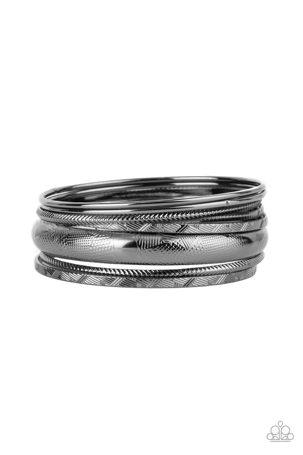 Paparazzi Stackable Stunner Black Bangle Bracelet - P9TR-BKXX-069XX
