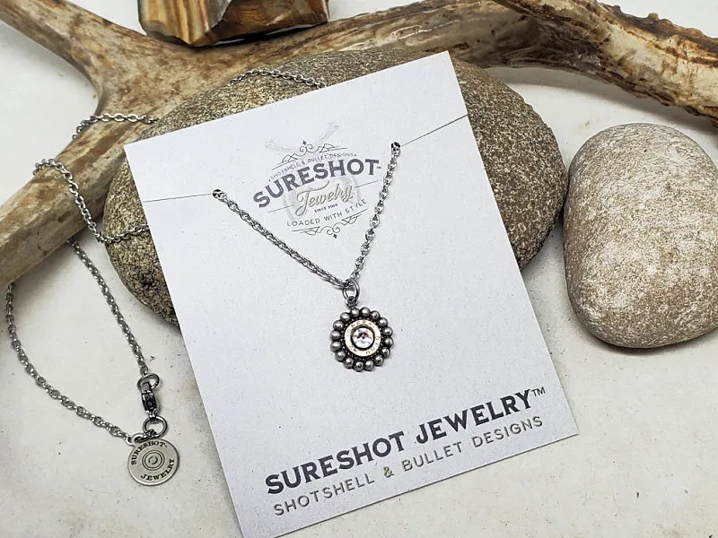 Petite Round Beaded Bezel Bullet Necklace - 25 Auto