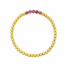 Pink Tourmaline Bracelet - 5mm 14k Gold-Filled Bead Stretch