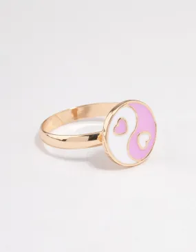 Pink Yin & Yang Heart Ring