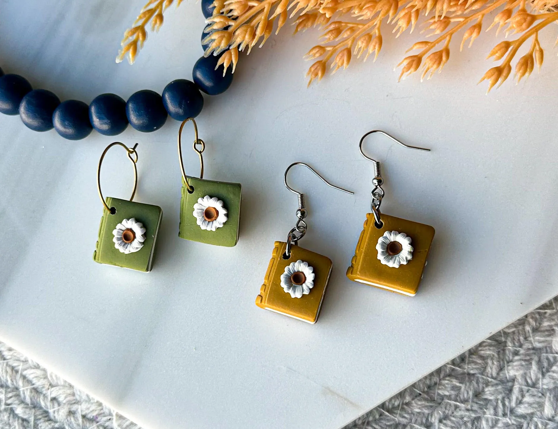 Polymer Clay Book Earrings