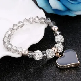 Precious Heart Accent Beaded Charm Bracelet