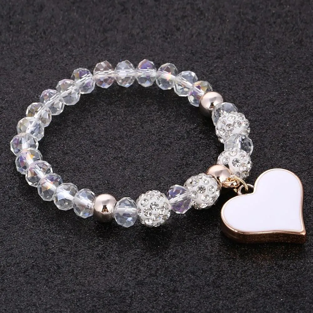 Precious Heart Accent Beaded Charm Bracelet