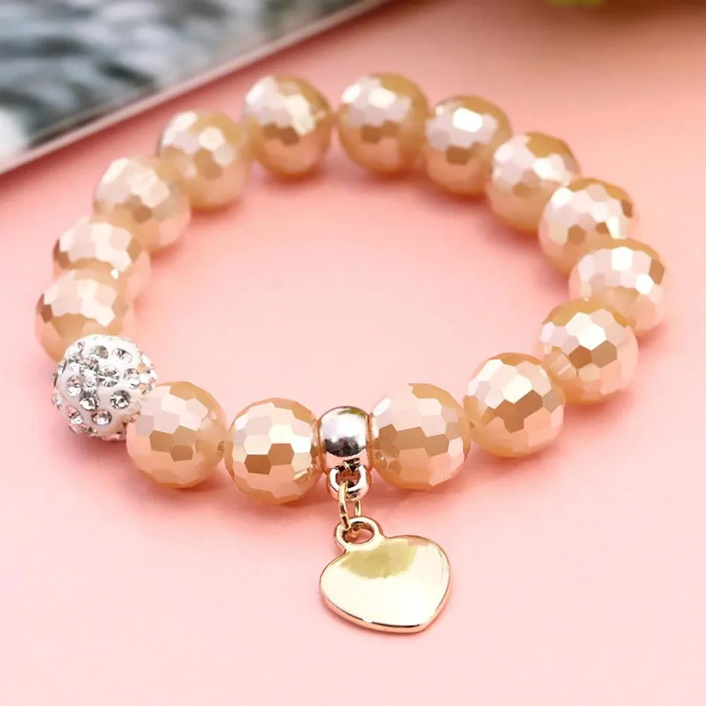 Precious Heart Accent Beaded Charm Bracelet