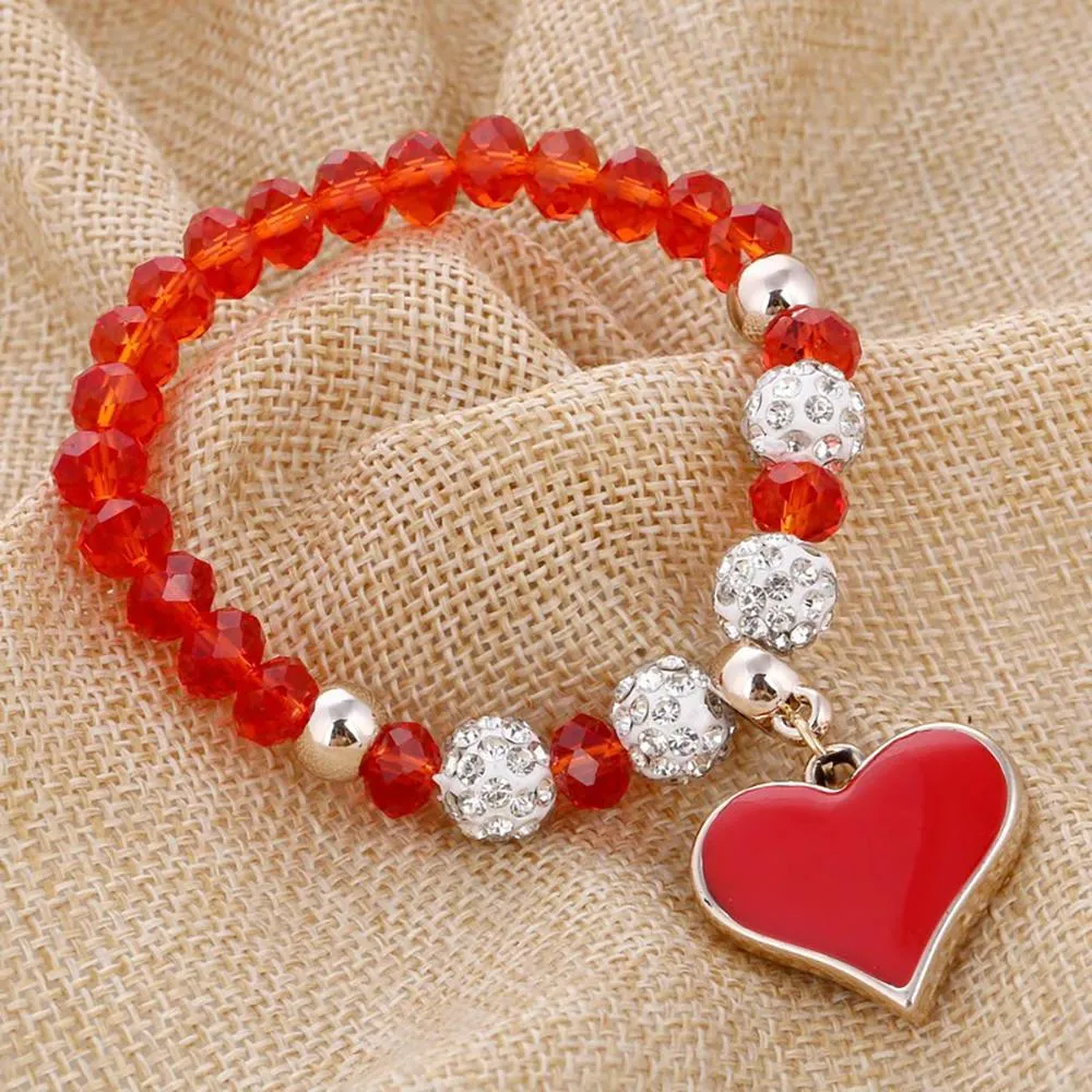 Precious Heart Accent Beaded Charm Bracelet