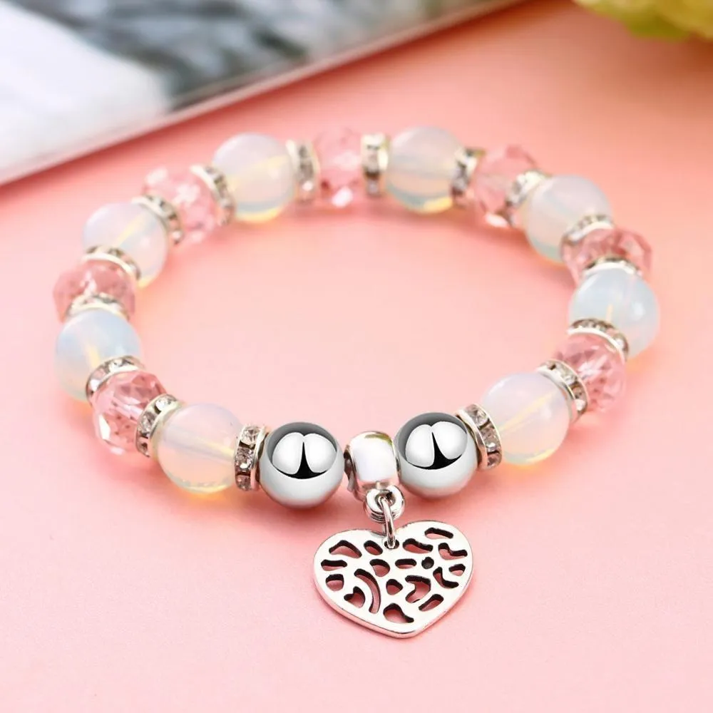Precious Heart Accent Beaded Charm Bracelet