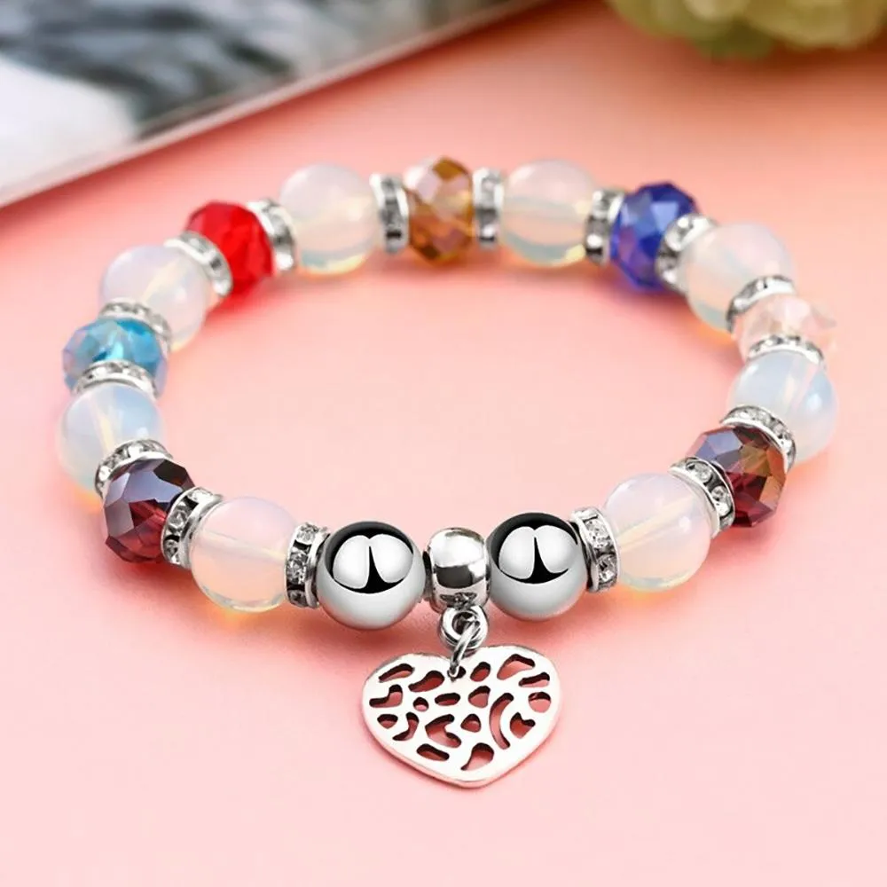 Precious Heart Accent Beaded Charm Bracelet