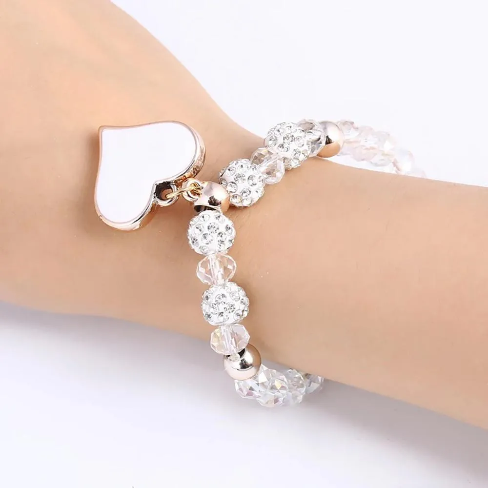 Precious Heart Accent Beaded Charm Bracelet