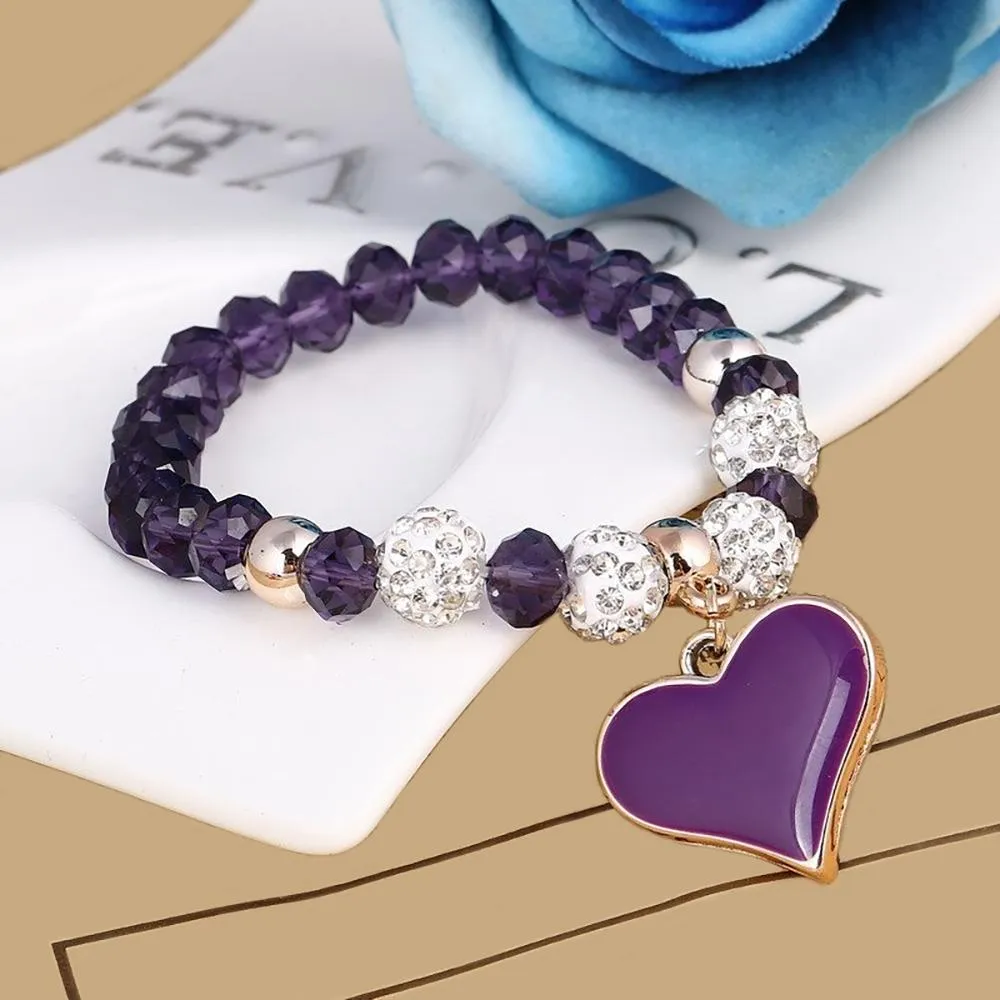 Precious Heart Accent Beaded Charm Bracelet