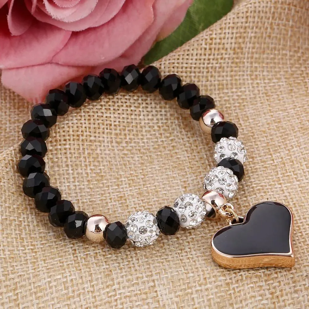 Precious Heart Accent Beaded Charm Bracelet