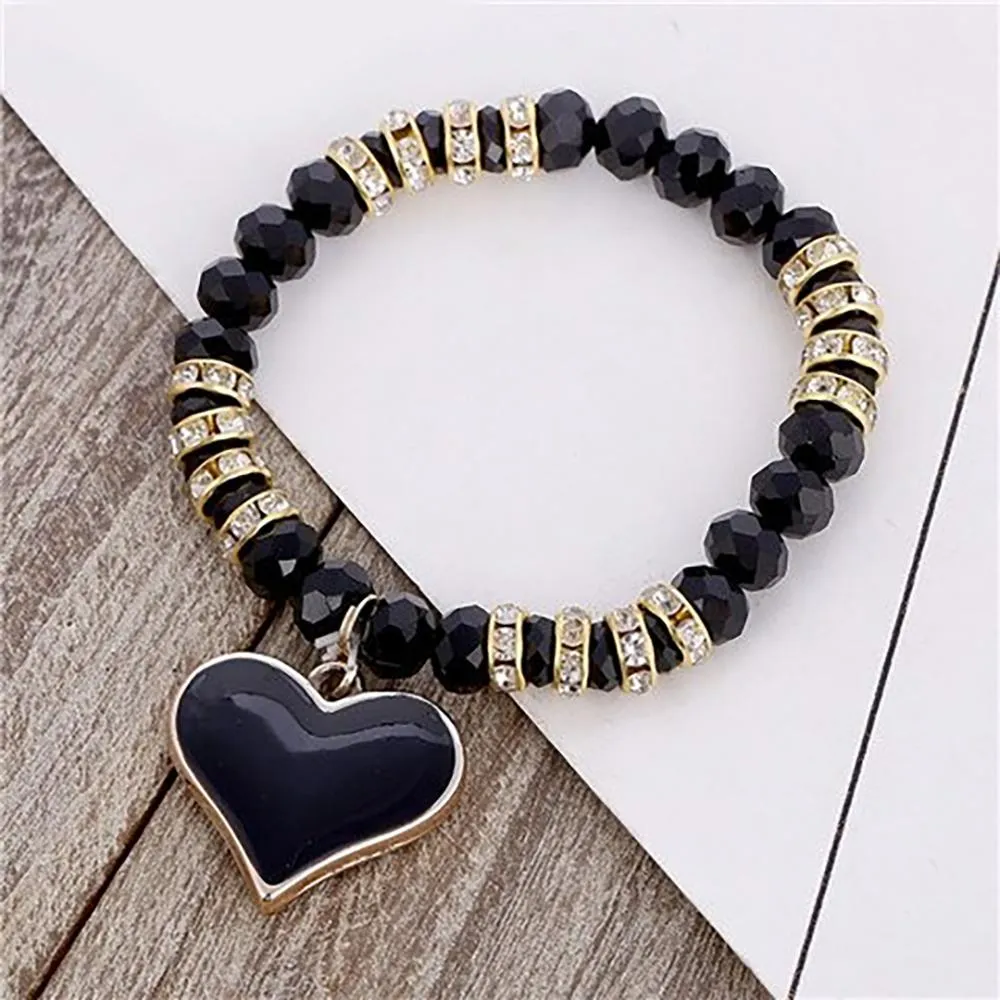 Precious Heart Accent Beaded Charm Bracelet