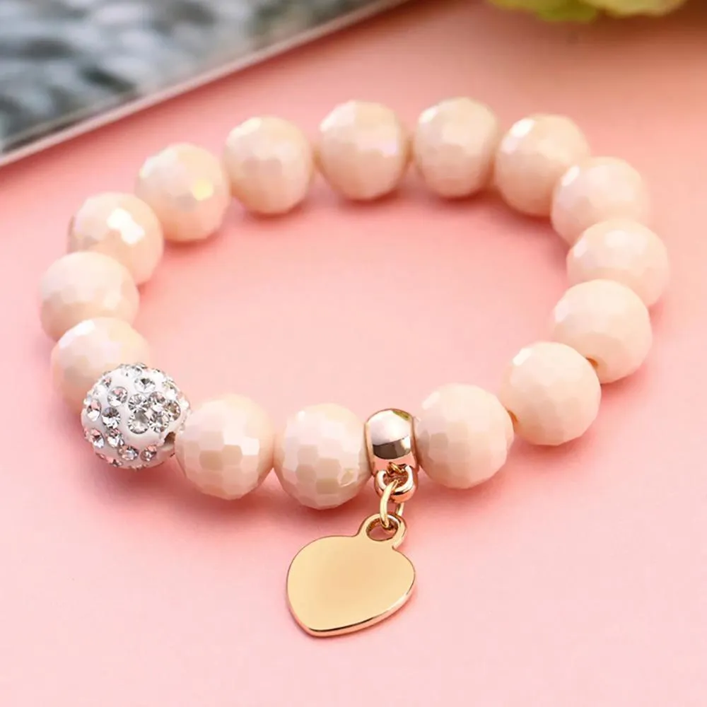 Precious Heart Accent Beaded Charm Bracelet
