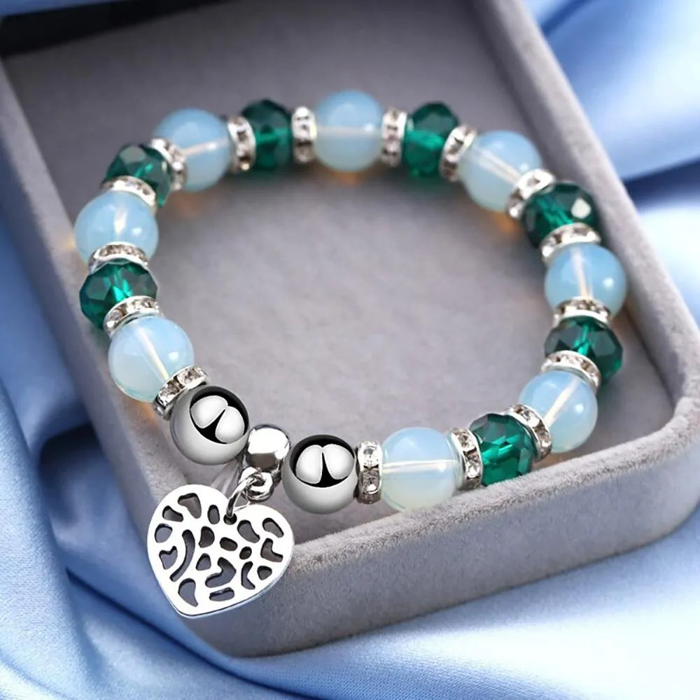 Precious Heart Accent Beaded Charm Bracelet
