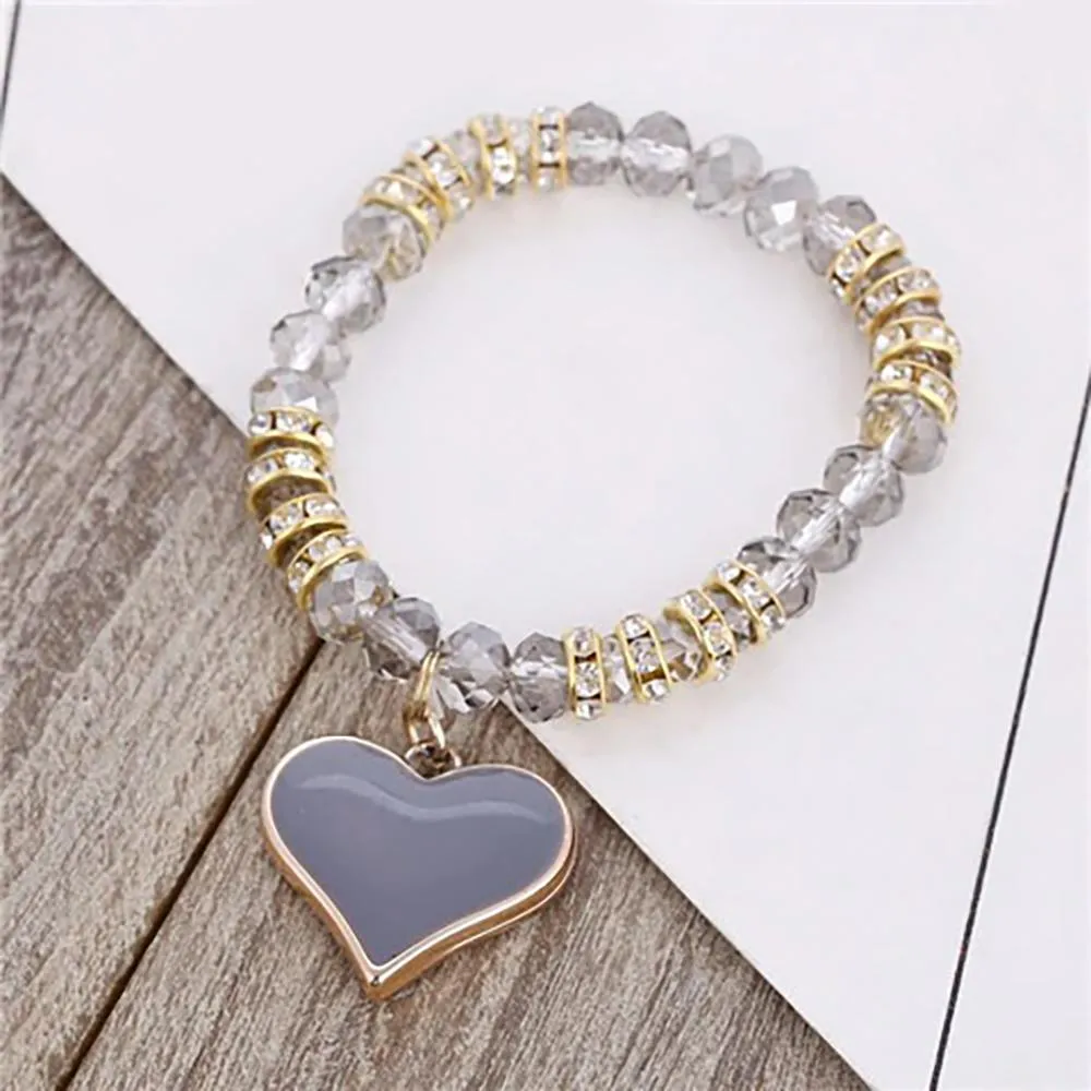 Precious Heart Accent Beaded Charm Bracelet