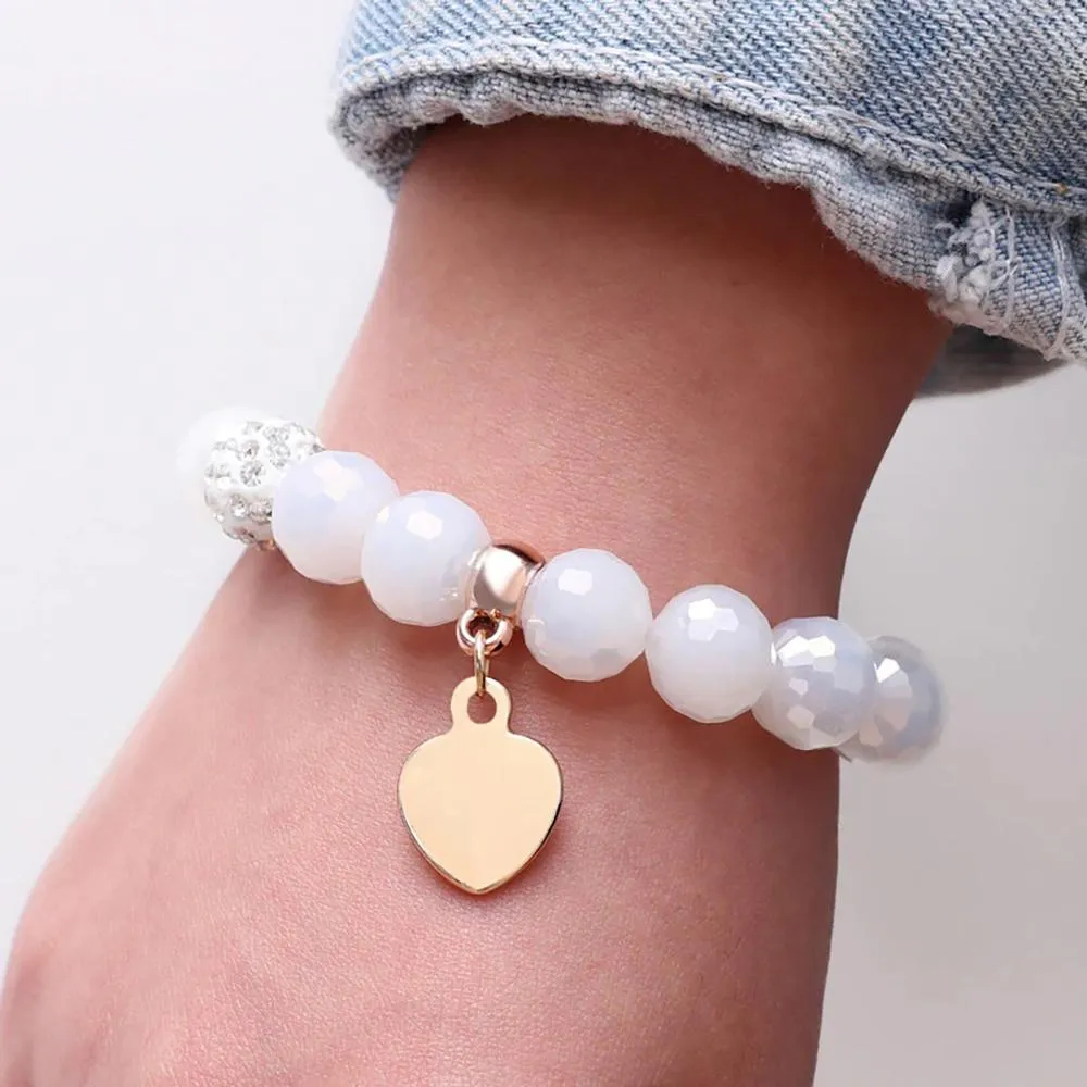 Precious Heart Accent Beaded Charm Bracelet