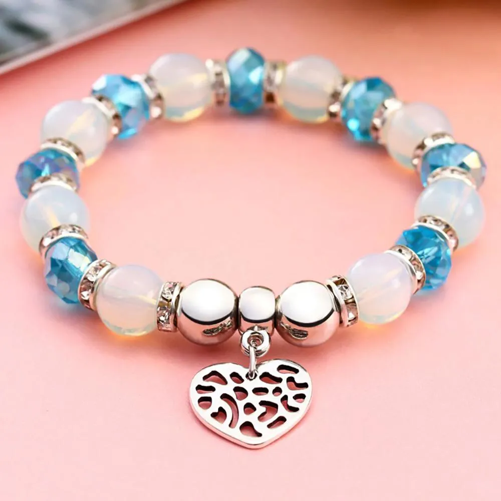 Precious Heart Accent Beaded Charm Bracelet