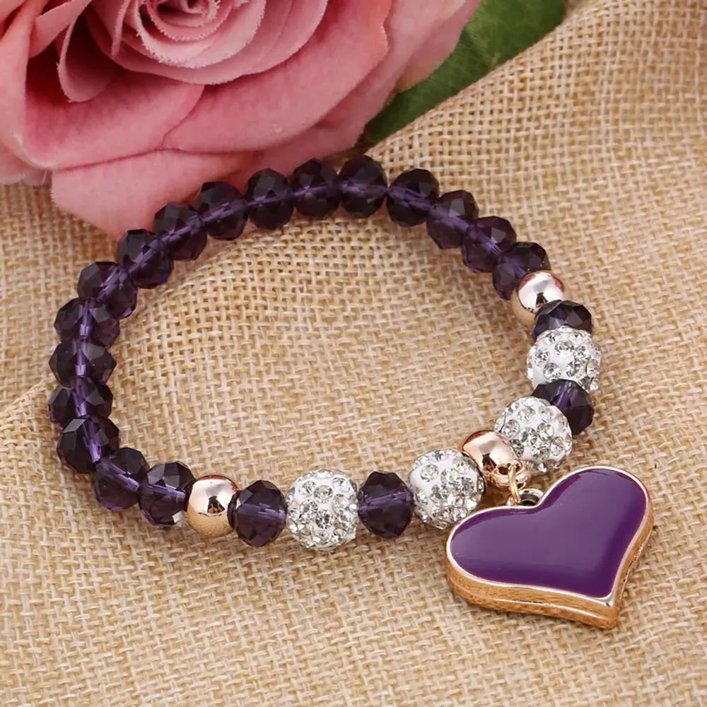 Precious Heart Accent Beaded Charm Bracelet