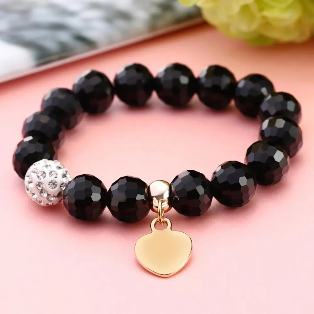 Precious Heart Accent Beaded Charm Bracelet