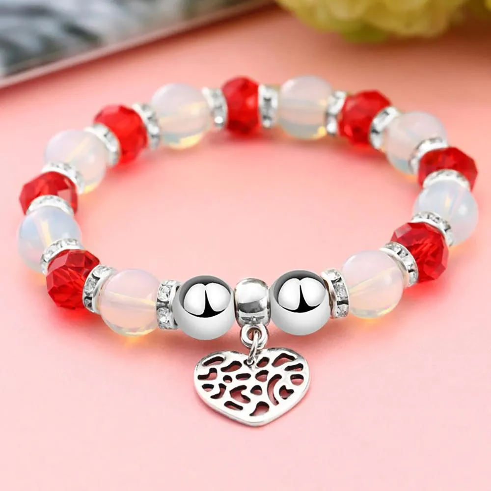 Precious Heart Accent Beaded Charm Bracelet