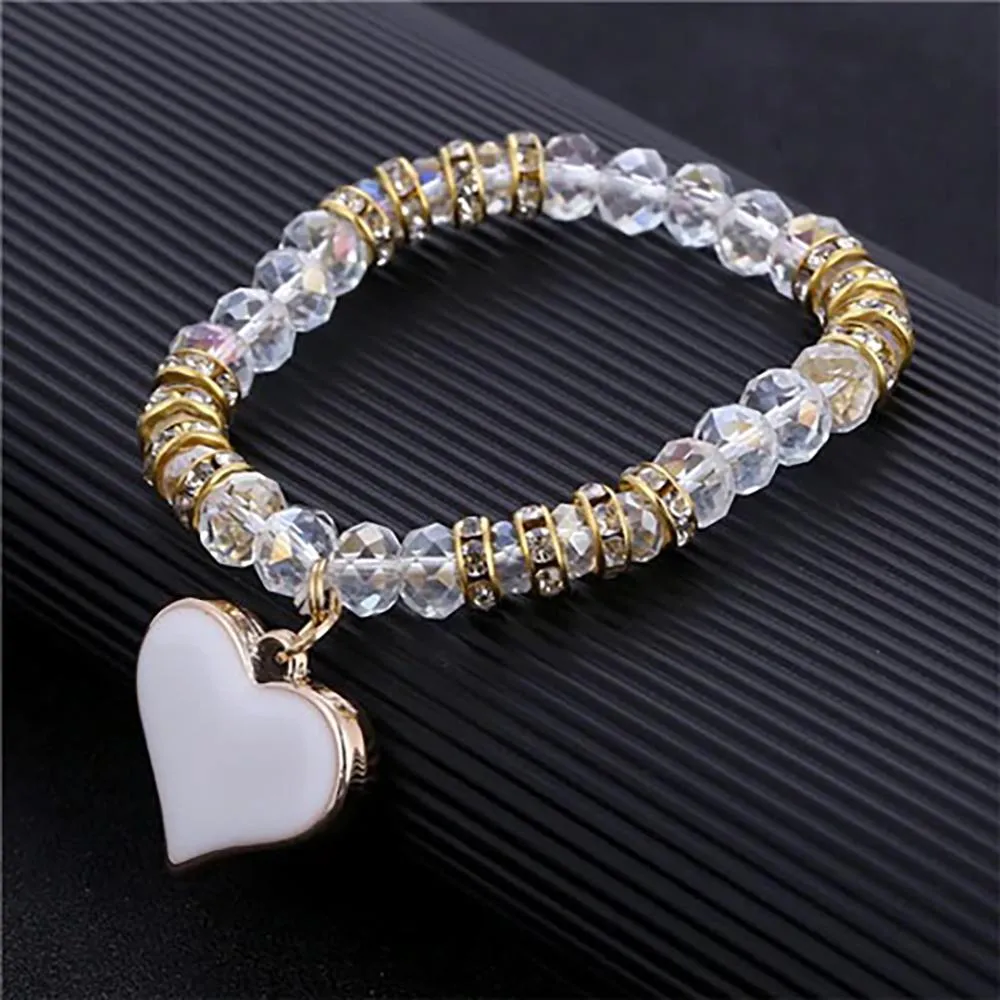Precious Heart Accent Beaded Charm Bracelet