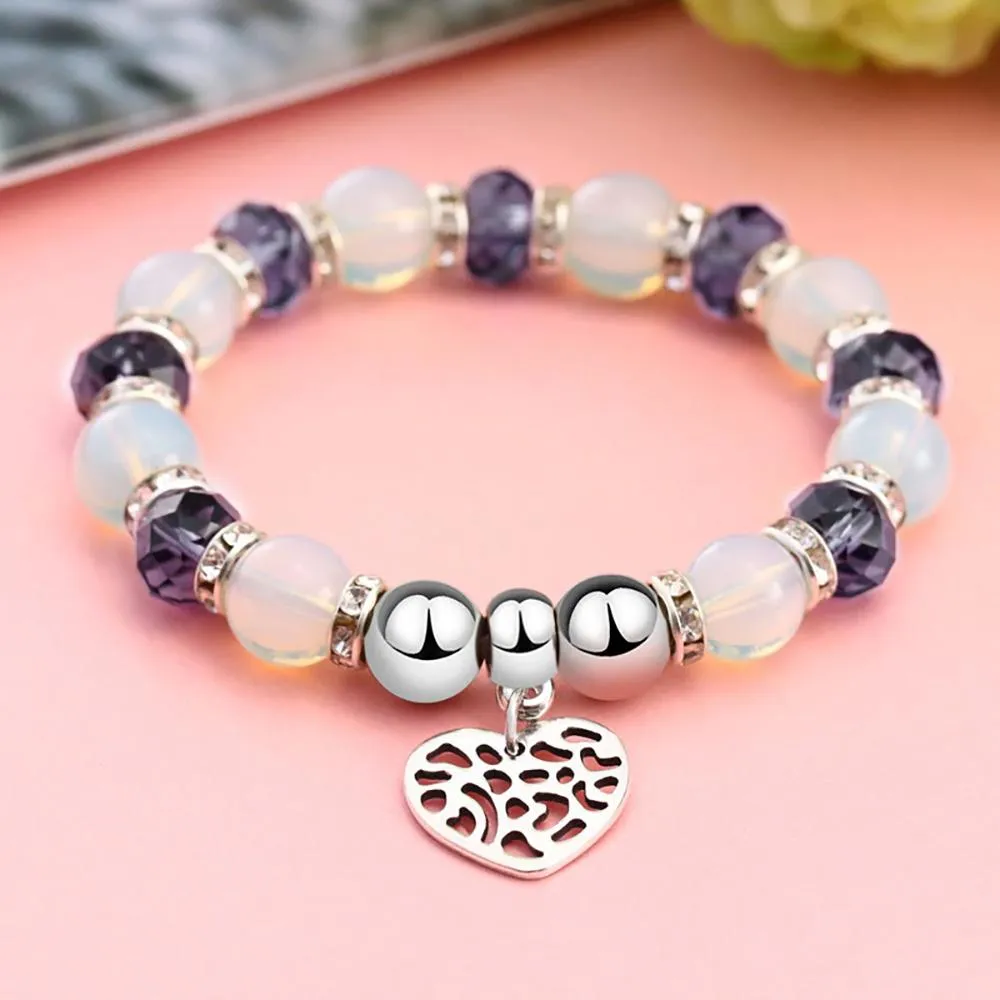 Precious Heart Accent Beaded Charm Bracelet