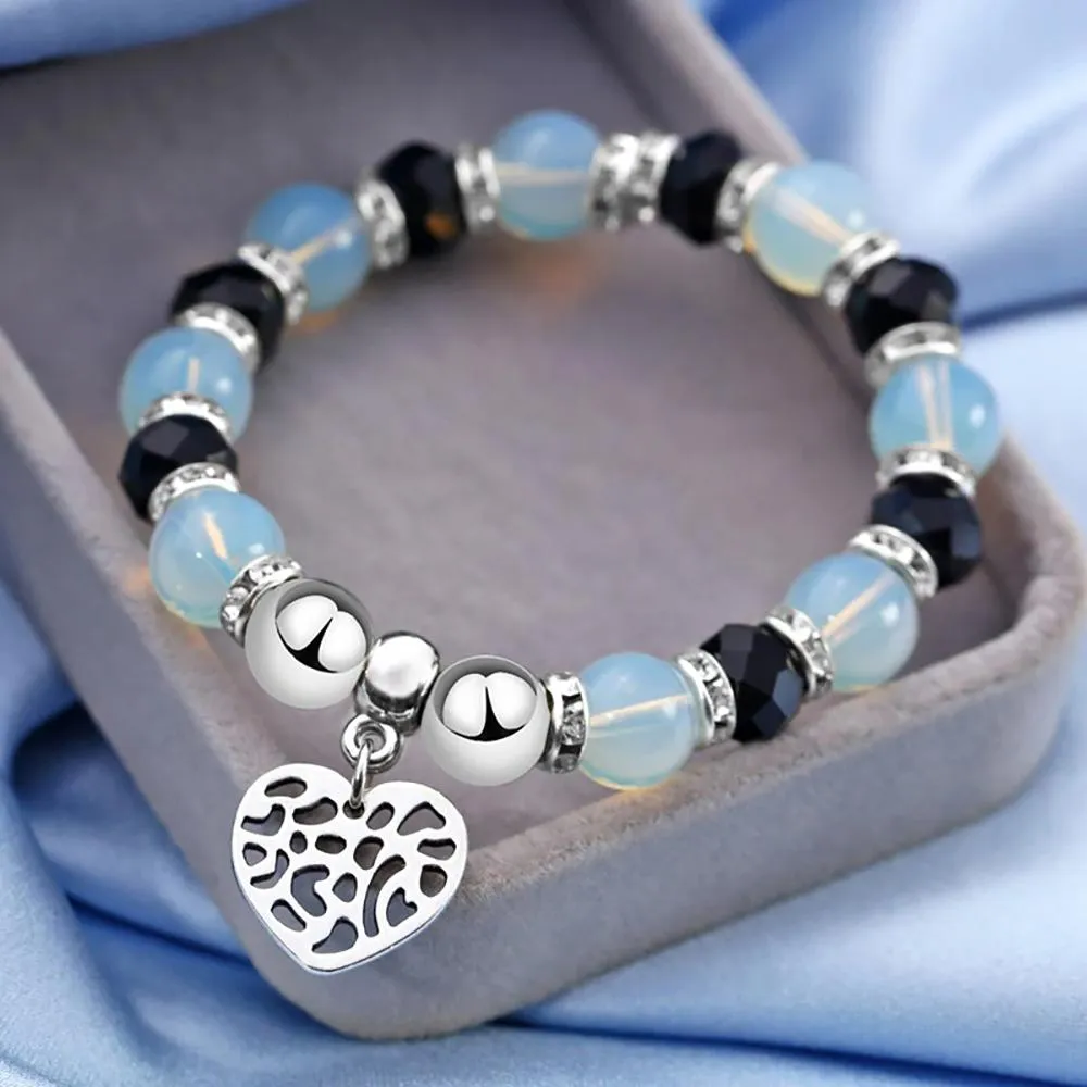 Precious Heart Accent Beaded Charm Bracelet