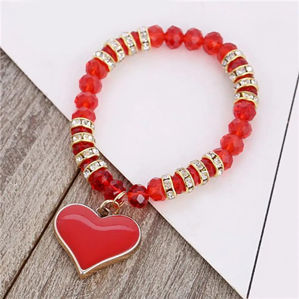 Precious Heart Accent Beaded Charm Bracelet
