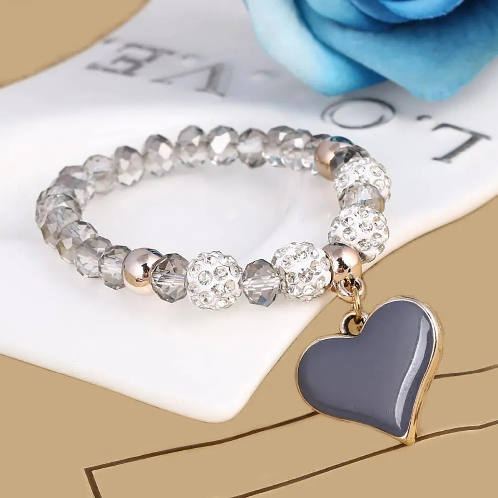 Precious Heart Accent Beaded Charm Bracelet