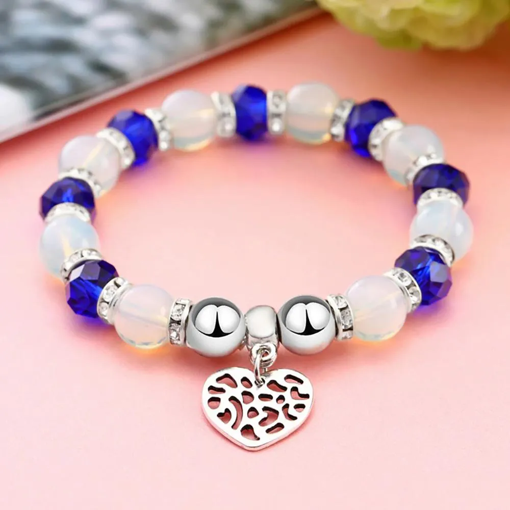 Precious Heart Accent Beaded Charm Bracelet