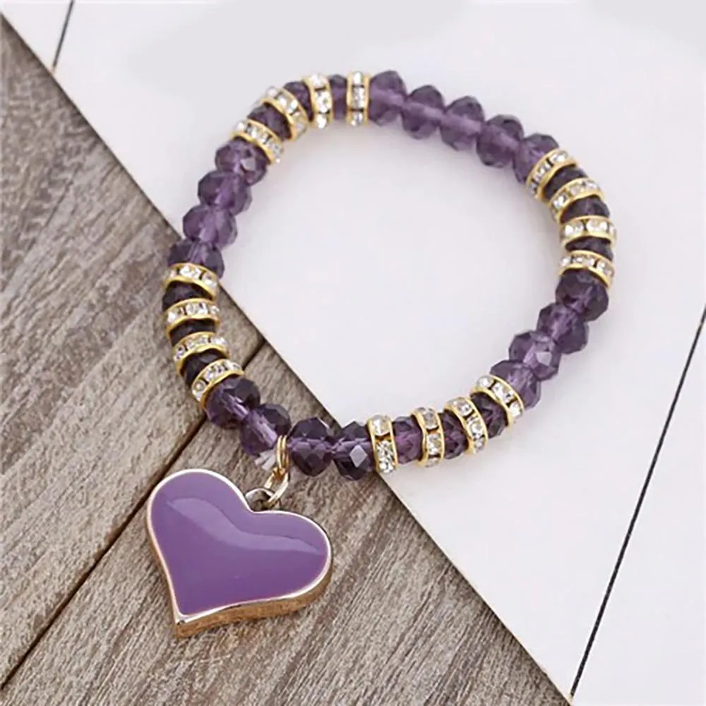Precious Heart Accent Beaded Charm Bracelet