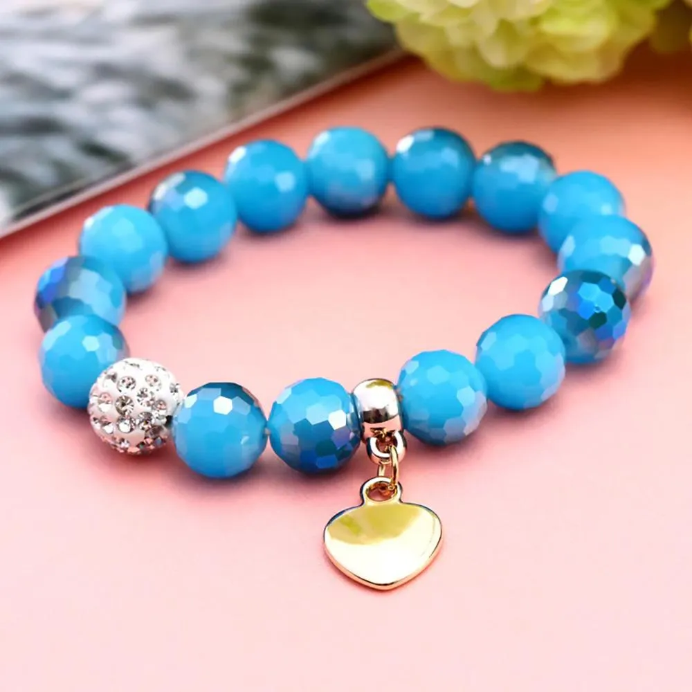 Precious Heart Accent Beaded Charm Bracelet