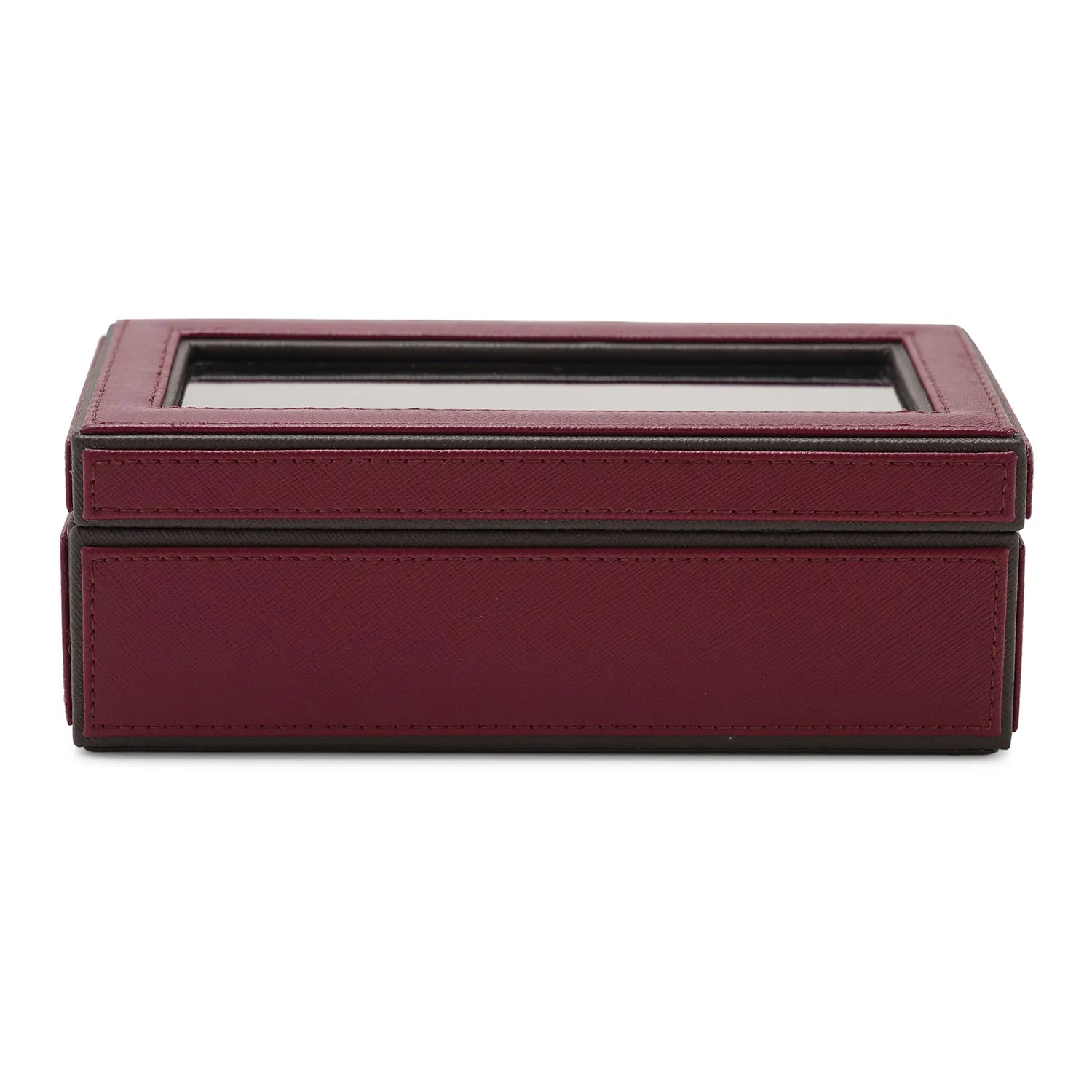 Red 3 Compartment Faux Leather Watch Box