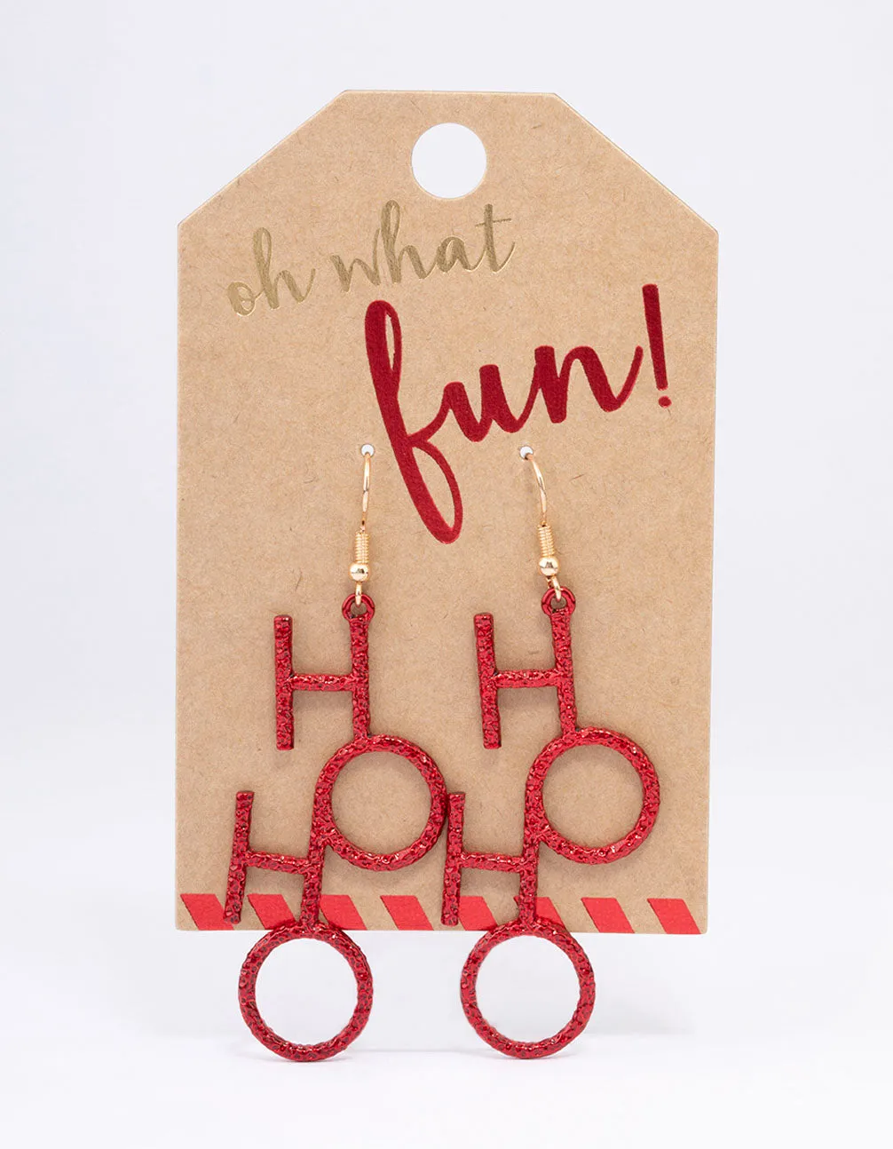Red Glitter HoHo Drop Earrings