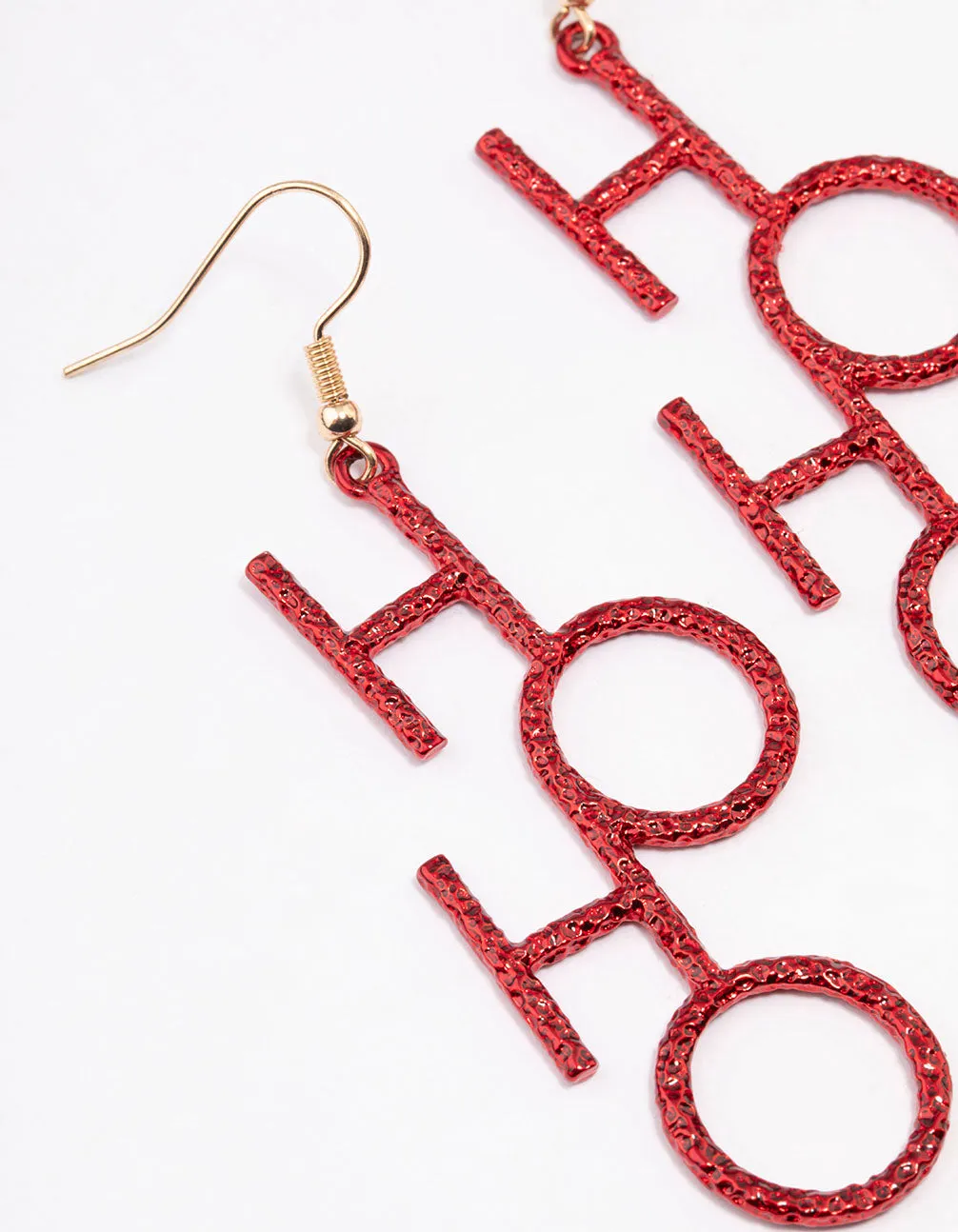 Red Glitter HoHo Drop Earrings