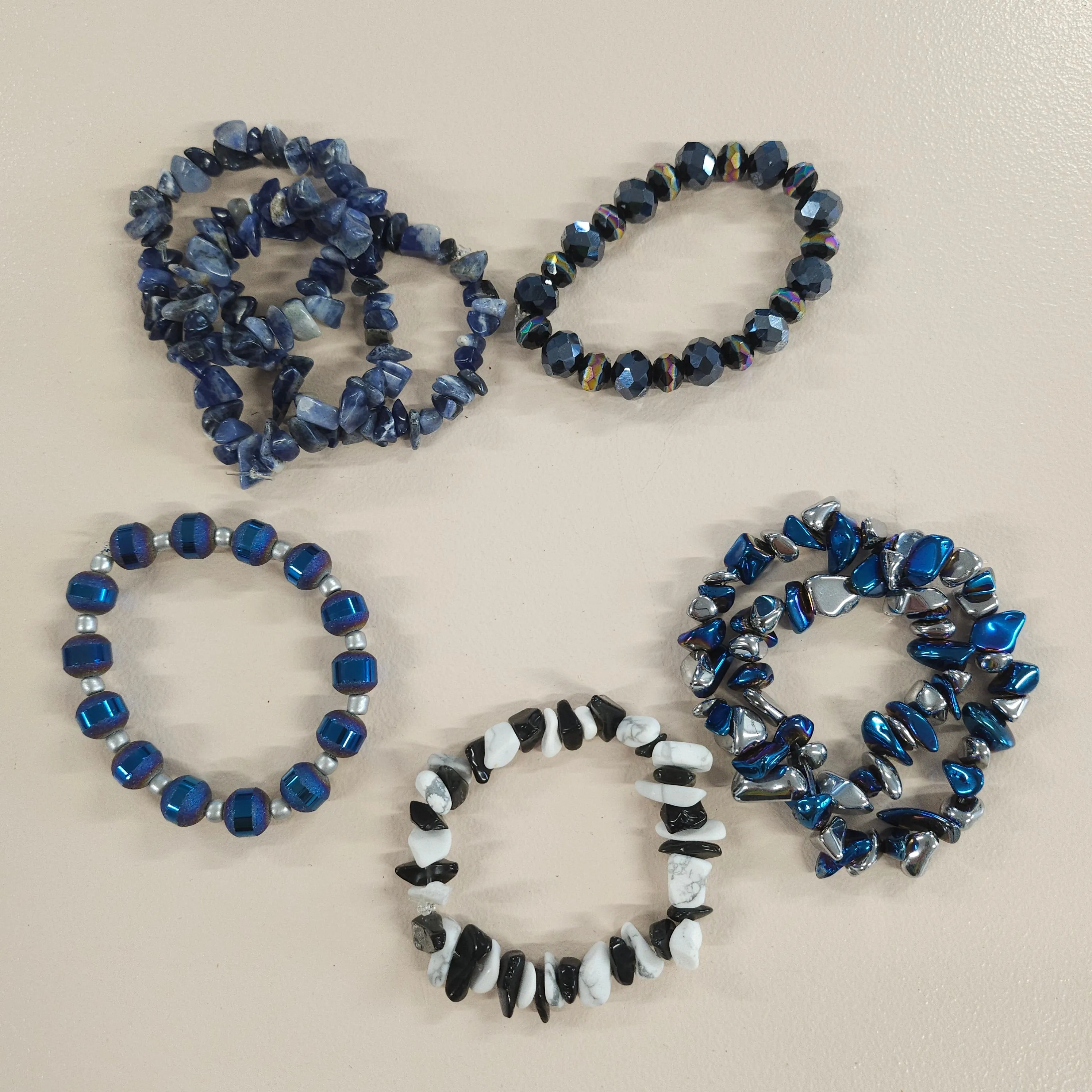 Rock and Shiny Beaded Stretch Bracelets