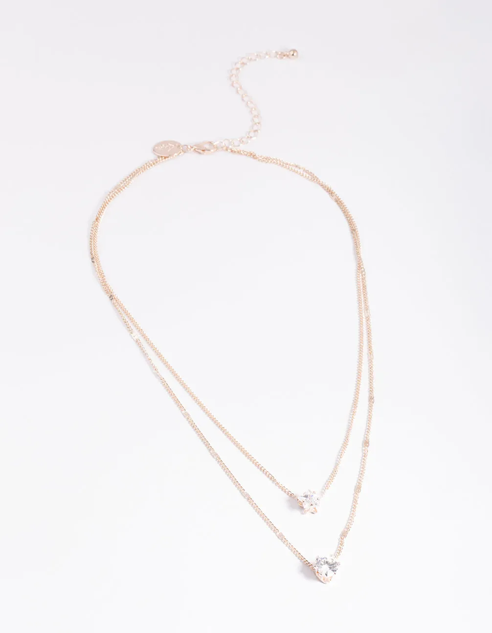 Rose Gold Star & Heart Basic Diamante Necklace