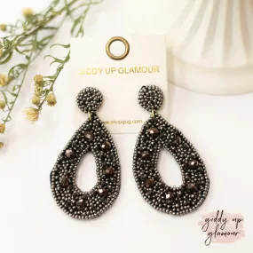 Seed Bead Teardrop Post Earrings in Silver