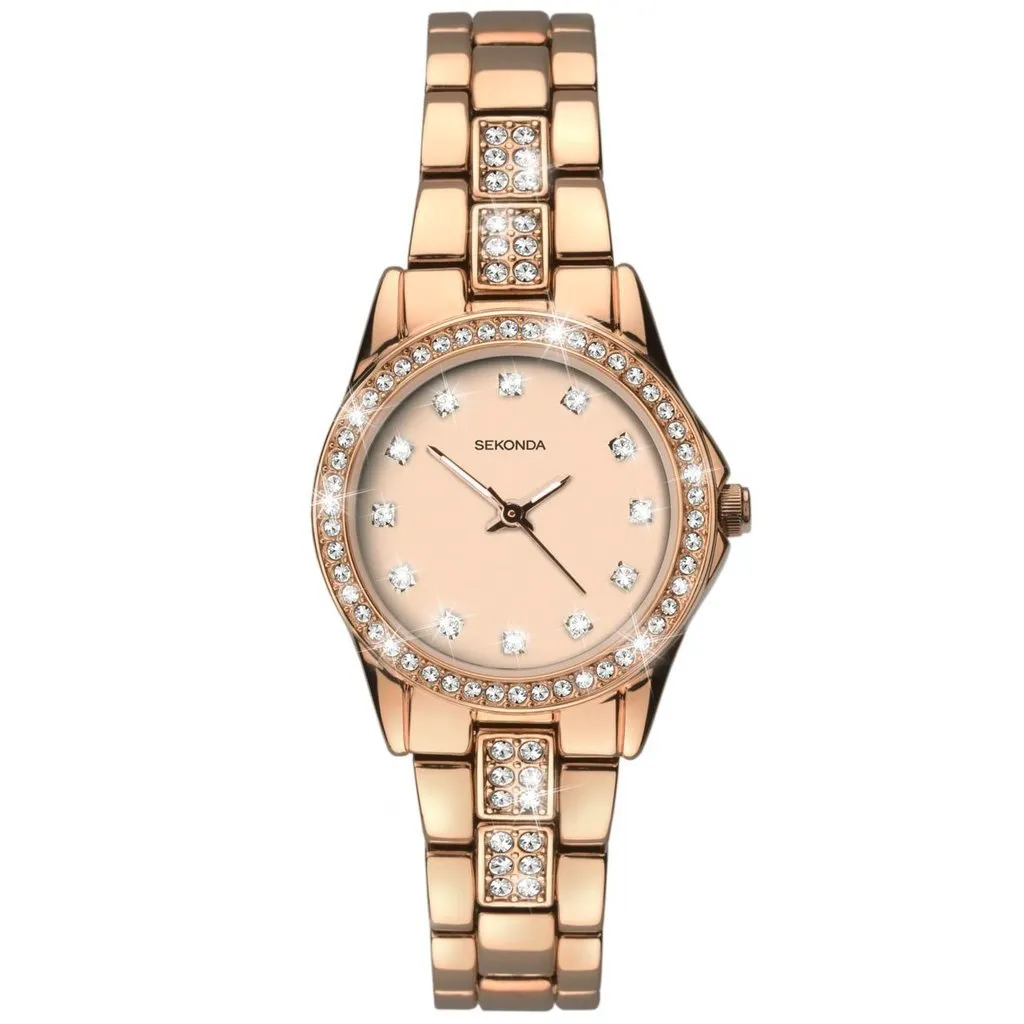 Sekonda rose Gold Dial Stones Set Rose Gold Bracelet Watch SK2034