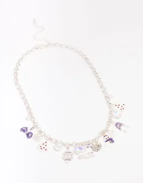 Silver & Purple Ice Skating Charm Bracelet