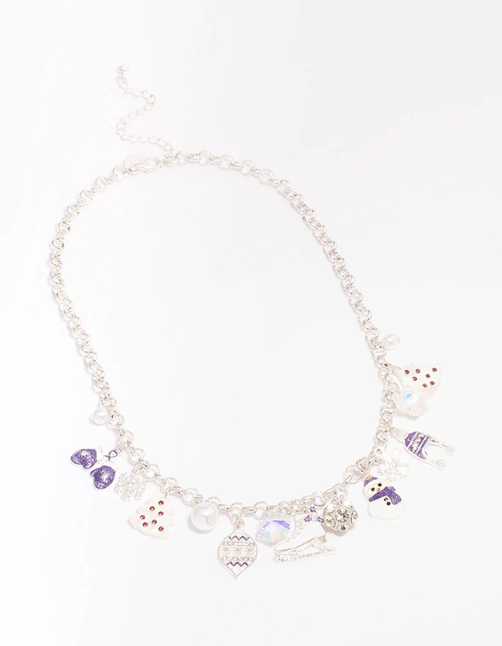 Silver & Purple Ice Skating Charm Bracelet