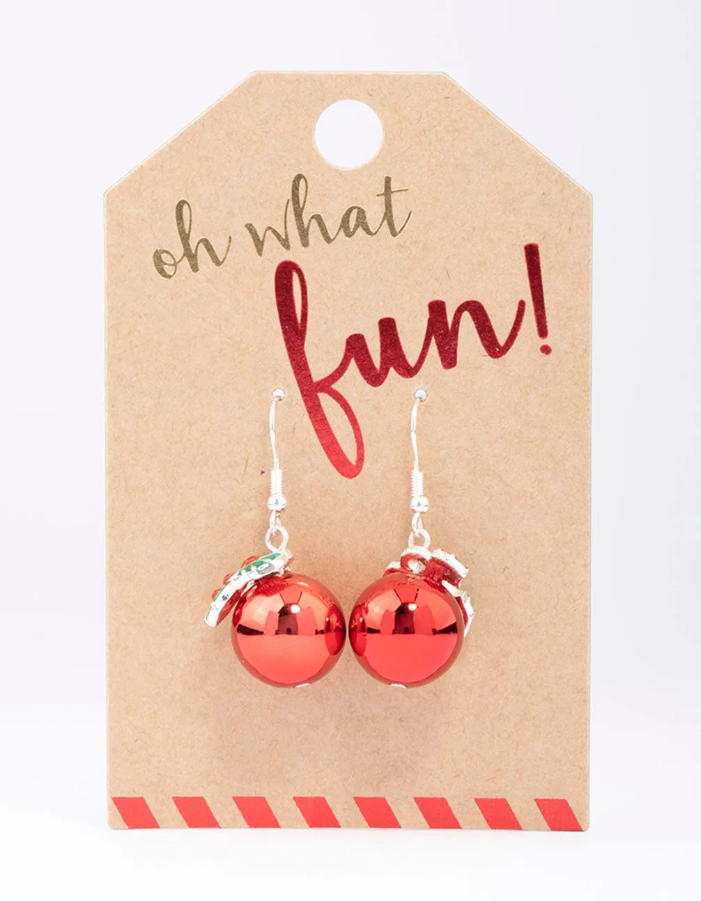 Silver Mistletoe Ball Drop Earrings