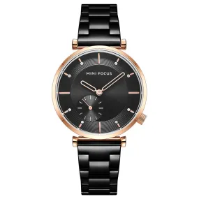 Simple and stylish Japanese movement waterproof-encrusted steel strap women's watch