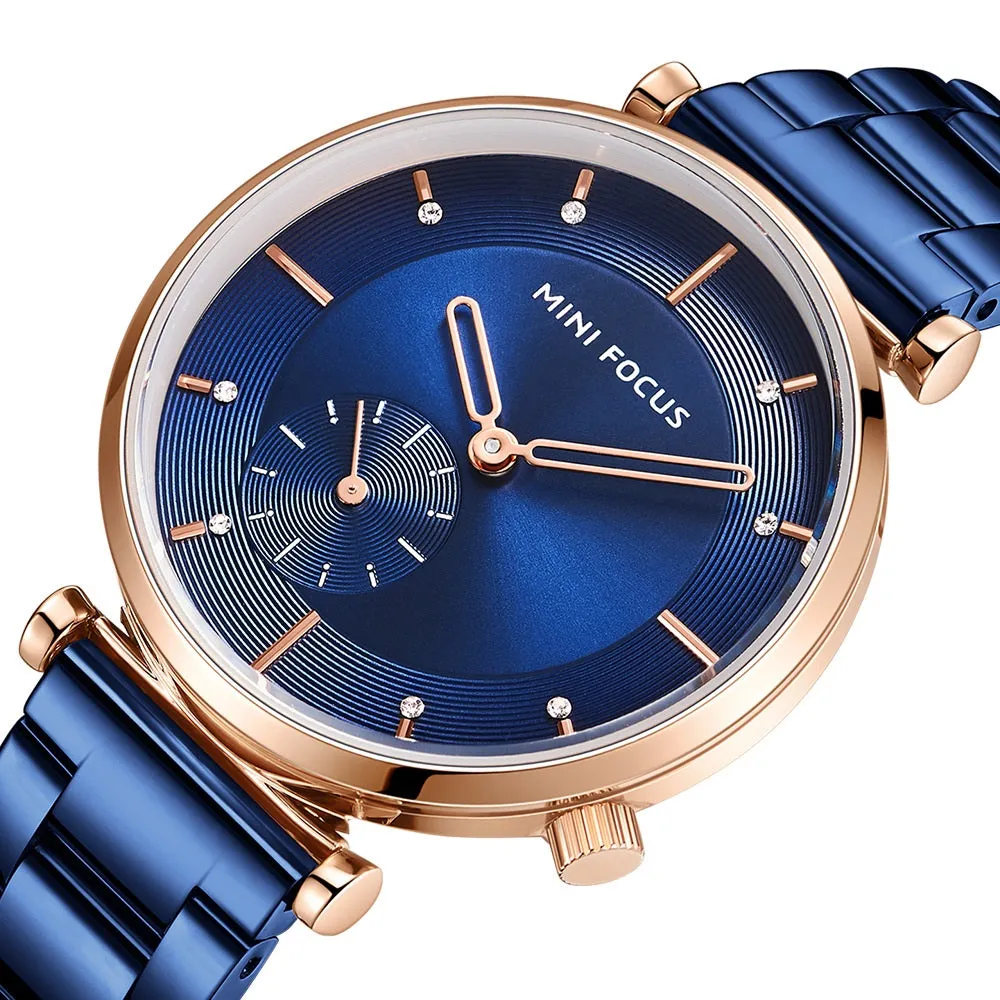Simple and stylish Japanese movement waterproof-encrusted steel strap women's watch