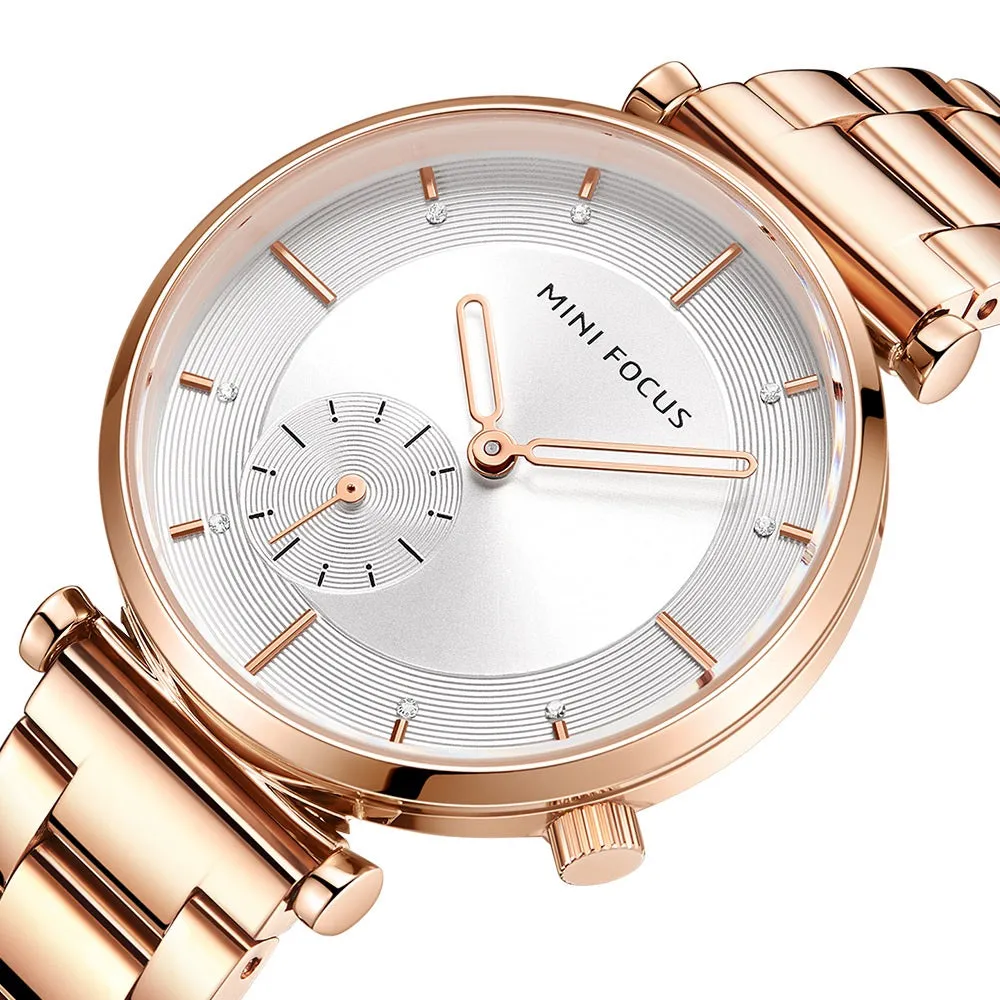 Simple and stylish Japanese movement waterproof-encrusted steel strap women's watch