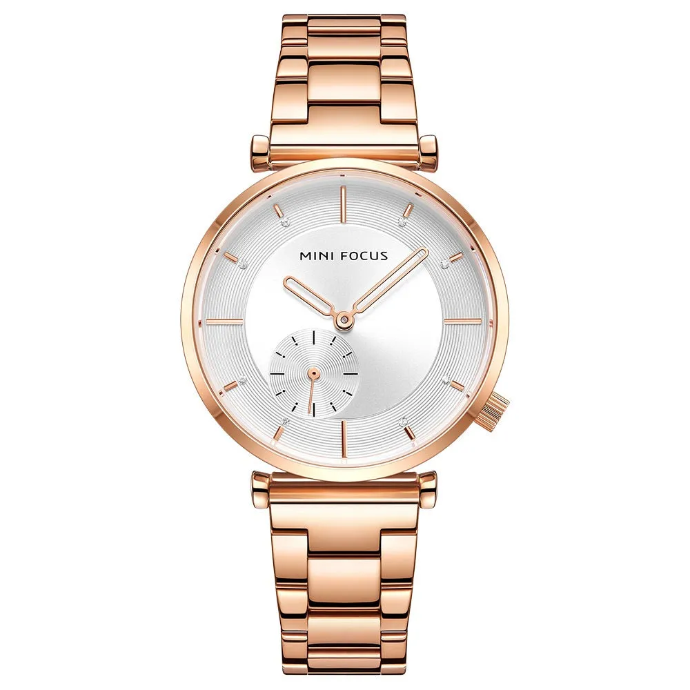 Simple and stylish Japanese movement waterproof-encrusted steel strap women's watch