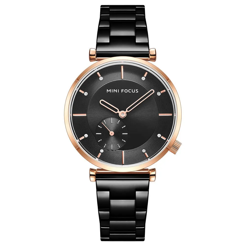 Simple and stylish Japanese movement waterproof-encrusted steel strap women's watch