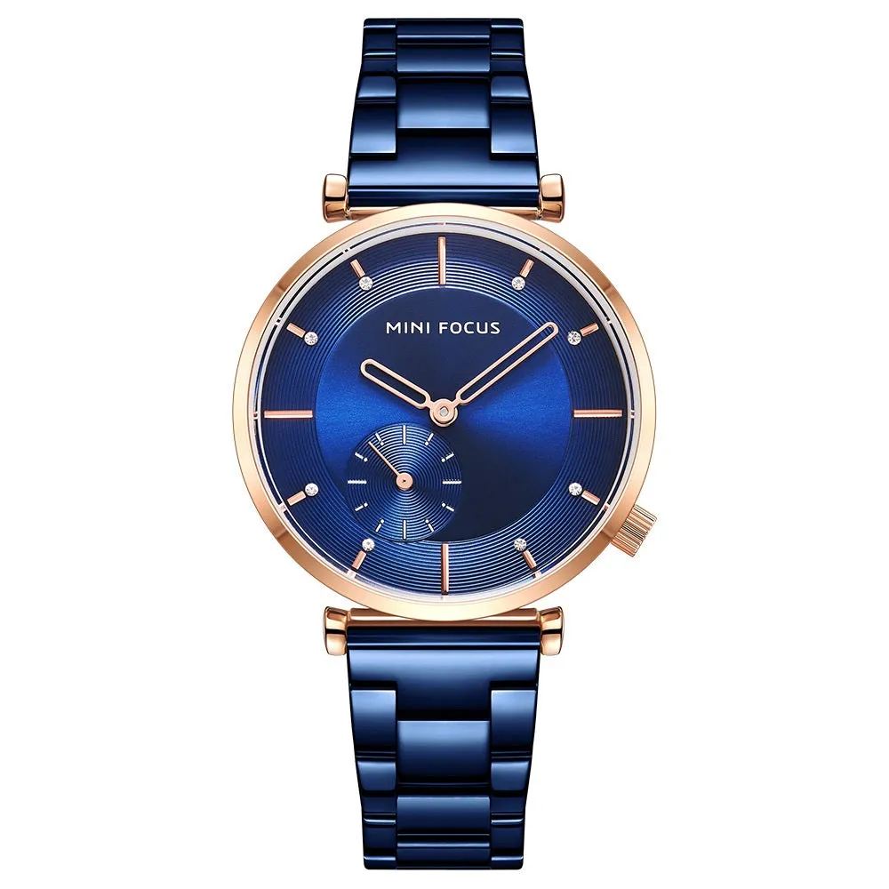 Simple and stylish Japanese movement waterproof-encrusted steel strap women's watch